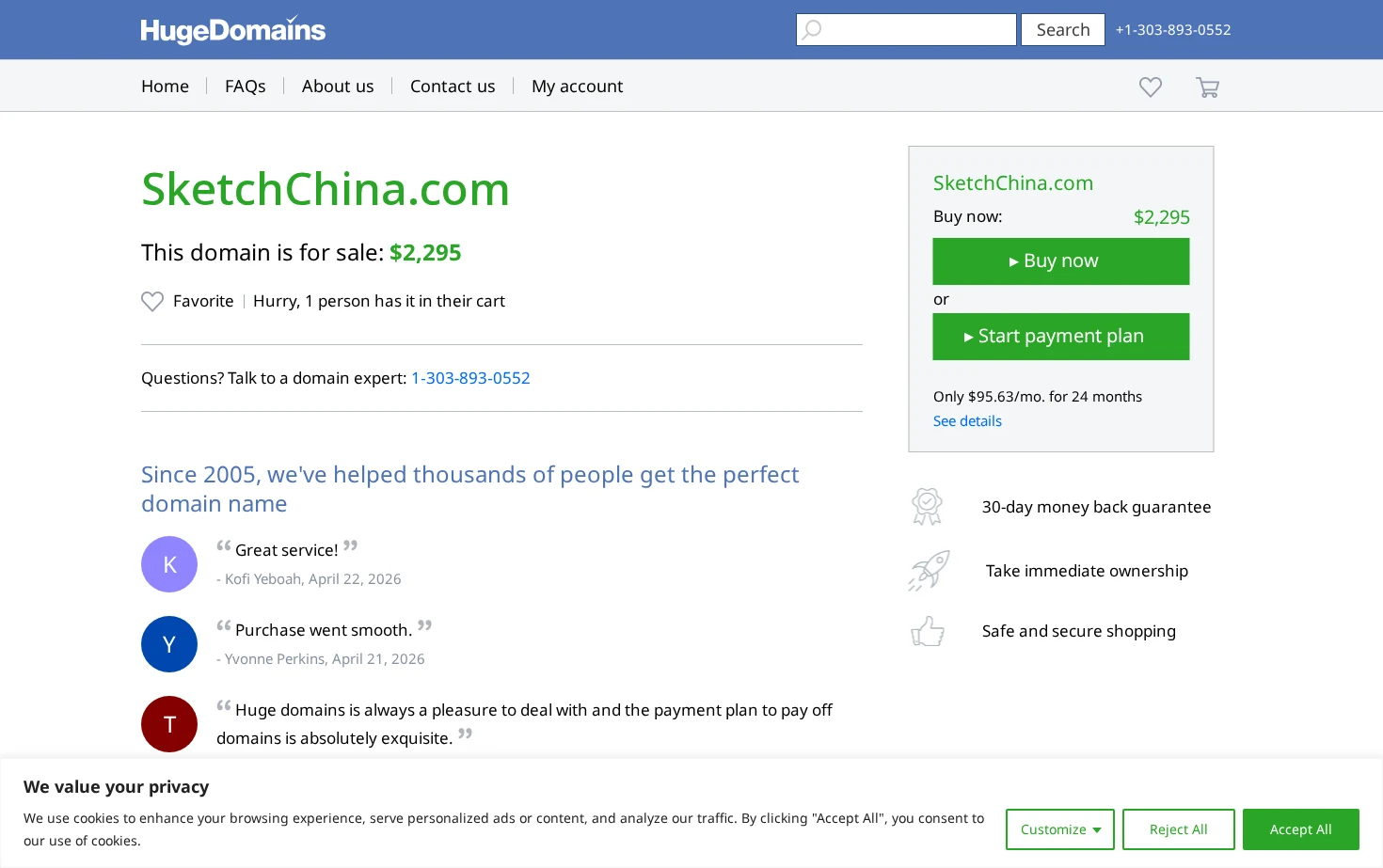 HugeDomains 页面快照